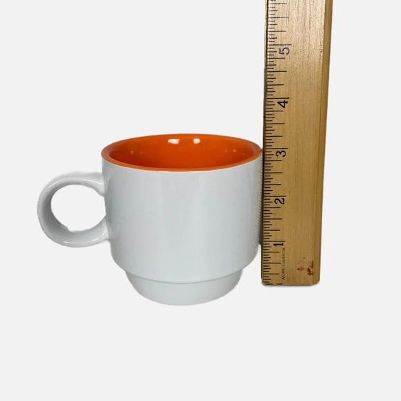 Crate & Barrel Pick Me Up Set of 6 Stackable Coffee Mugs Orange Green Yellow - Picture 5 of 7